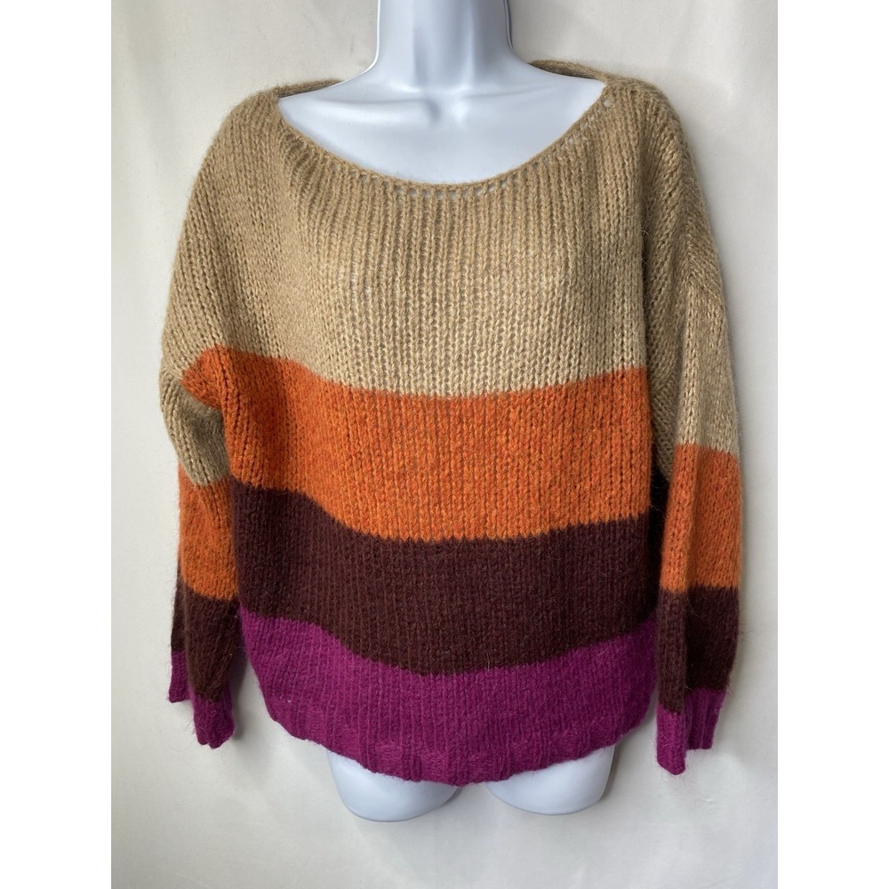 Niccolai  Womens Sweater Size Medium Made In Italy Candy Corn  Pumpkin Picking